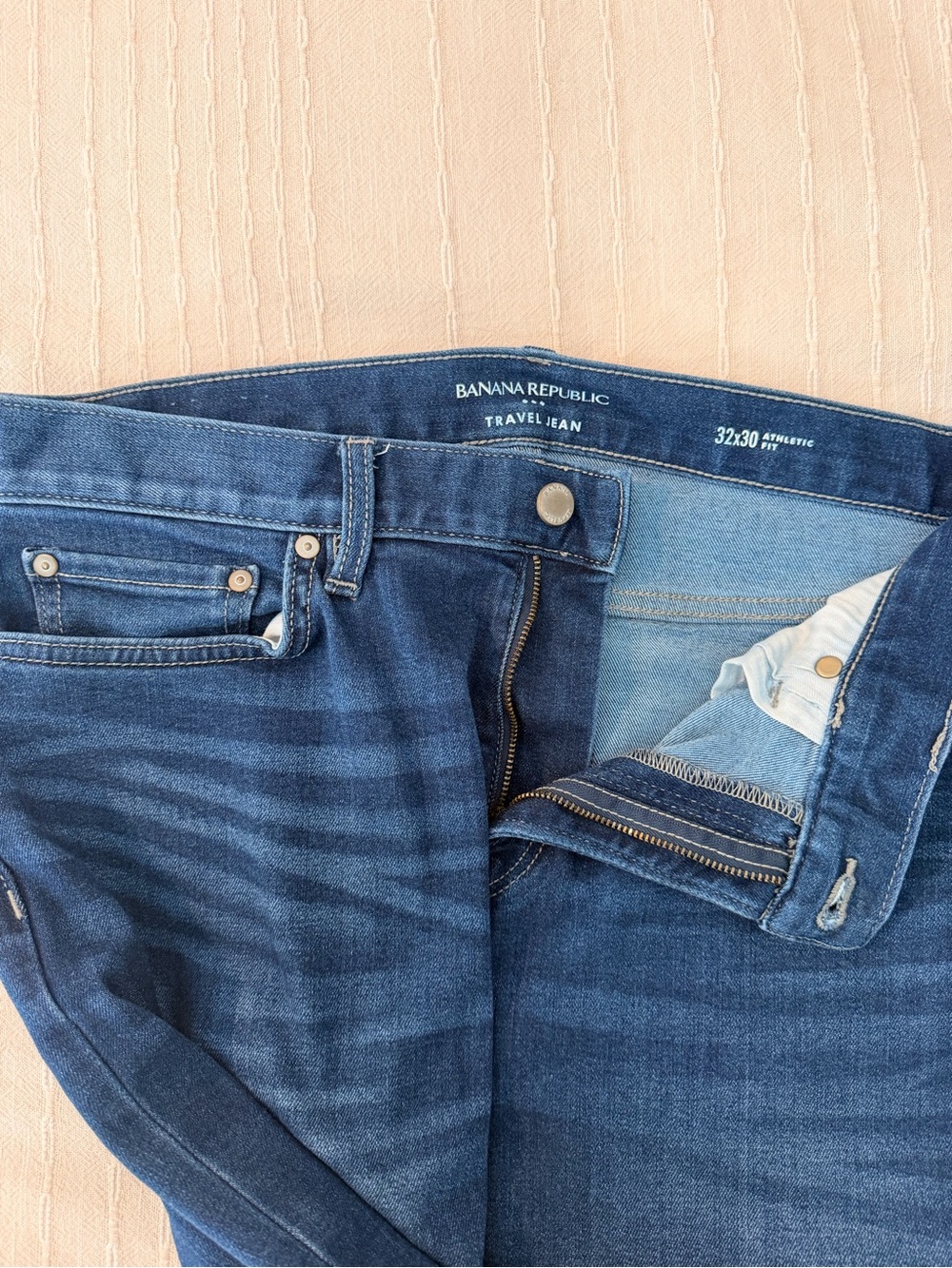 Banana Republic Men's Dark Blue Slim-Straight Travel Jeans